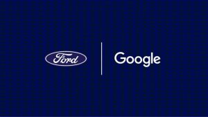 Ford Google Partnership logos in blue background