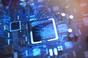 Stock image Blue PCB Processor Chip